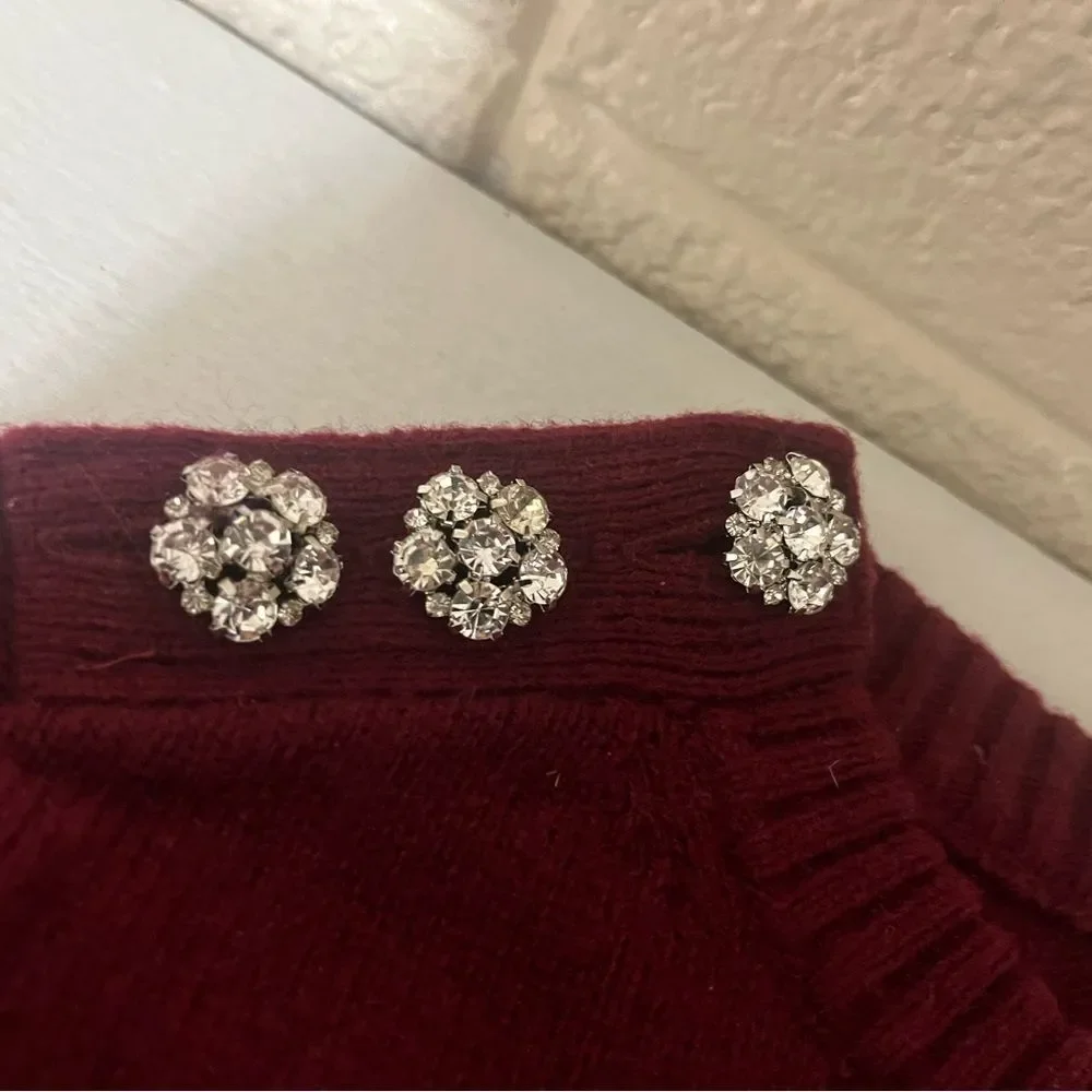 J. Crew Burgundy Sweater with Diamond Details size XS